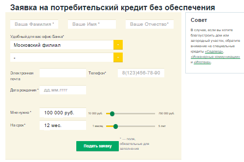 Карта потребительский кредит